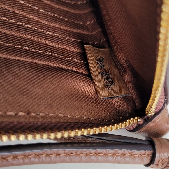 Coach Double Zip Wallet In Signature Canvas Refined Pebble Leather-Brown - Picture 12 of 12